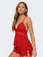 Women's Lace Cami Shorts Set - Sleepwear Lounge Pajama Set