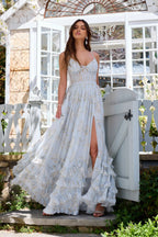 Women's V-Neck Ruffle A-Line Maxi Dress