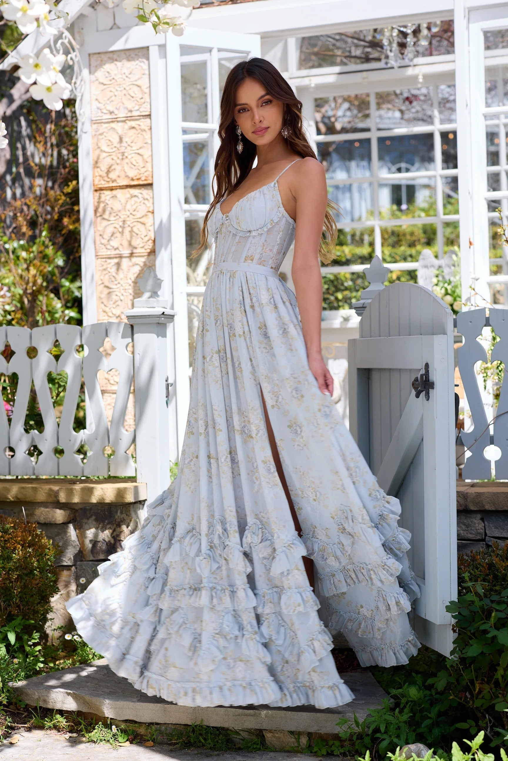 Women's V-Neck Ruffle A-Line Maxi Dress