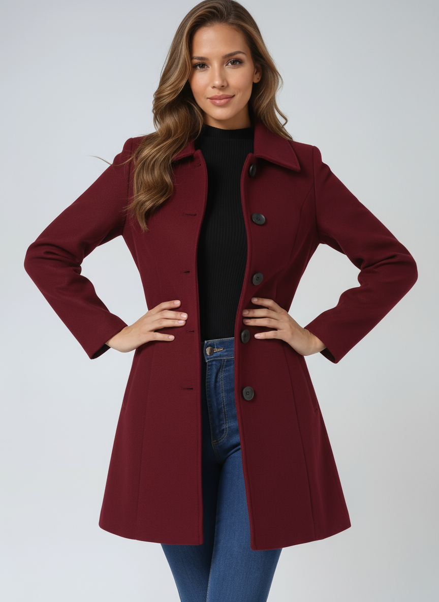 Women's Elegant Winter Trench Coat – Single Breasted