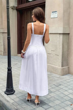 Women's Flowy A-Line Maxi Dress – Square Neck Sleeveless