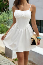Women's Corset Mini Dress – Lace Trim Sleeveless
