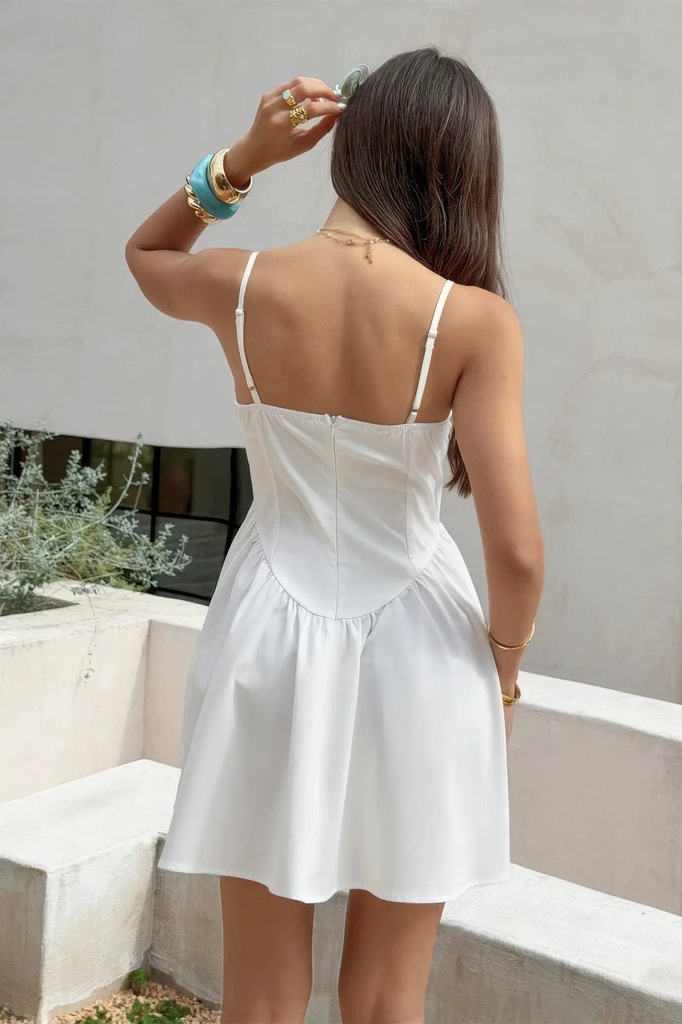 Women's Corset Mini Dress – Lace Trim Sleeveless