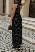 Polkadot Halter Bodycon Sleeveless Long Dress