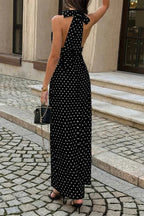 Polkadot Halter Bodycon Sleeveless Long Dress