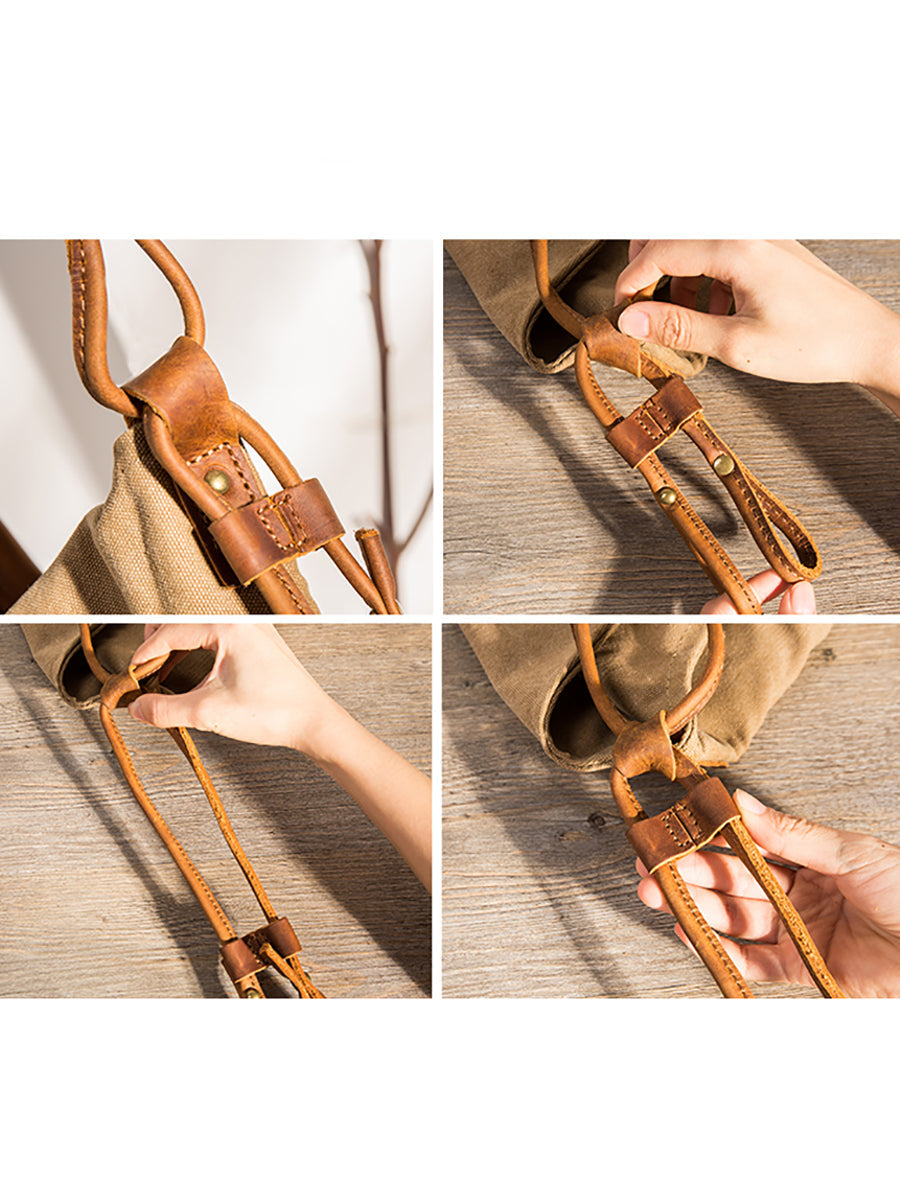 Damen Umhängetasche aus Canvas und Leder