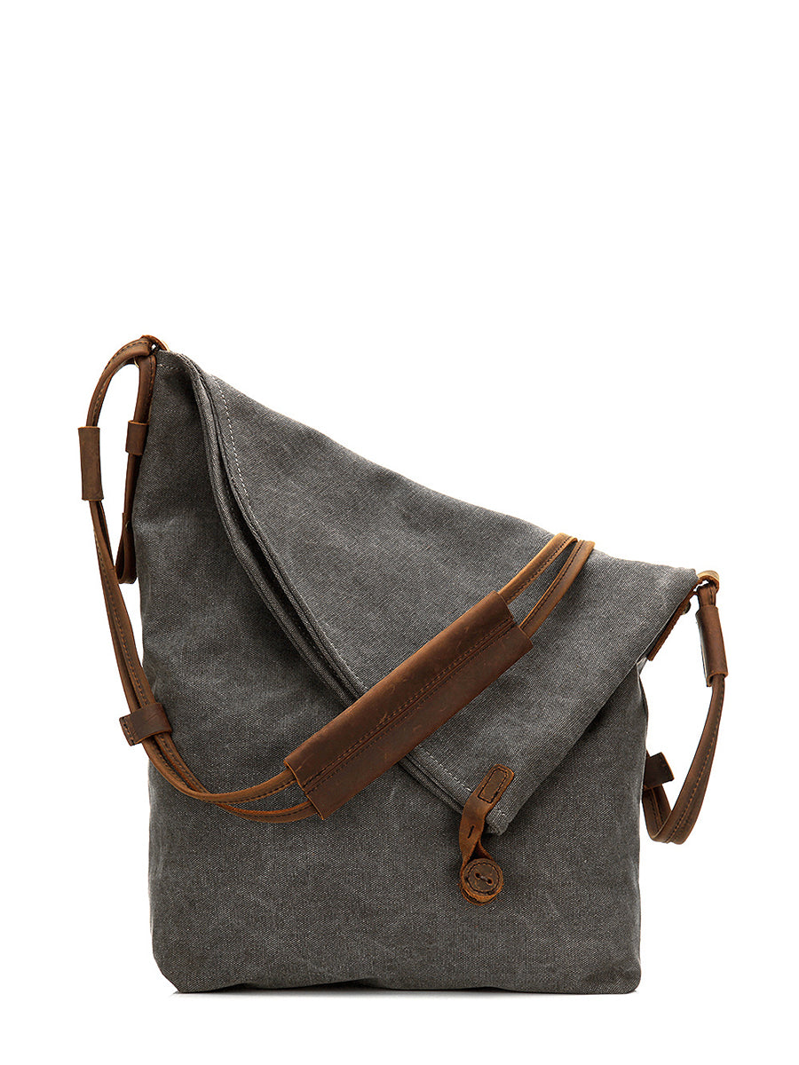 Damen Umhängetasche aus Canvas und Leder