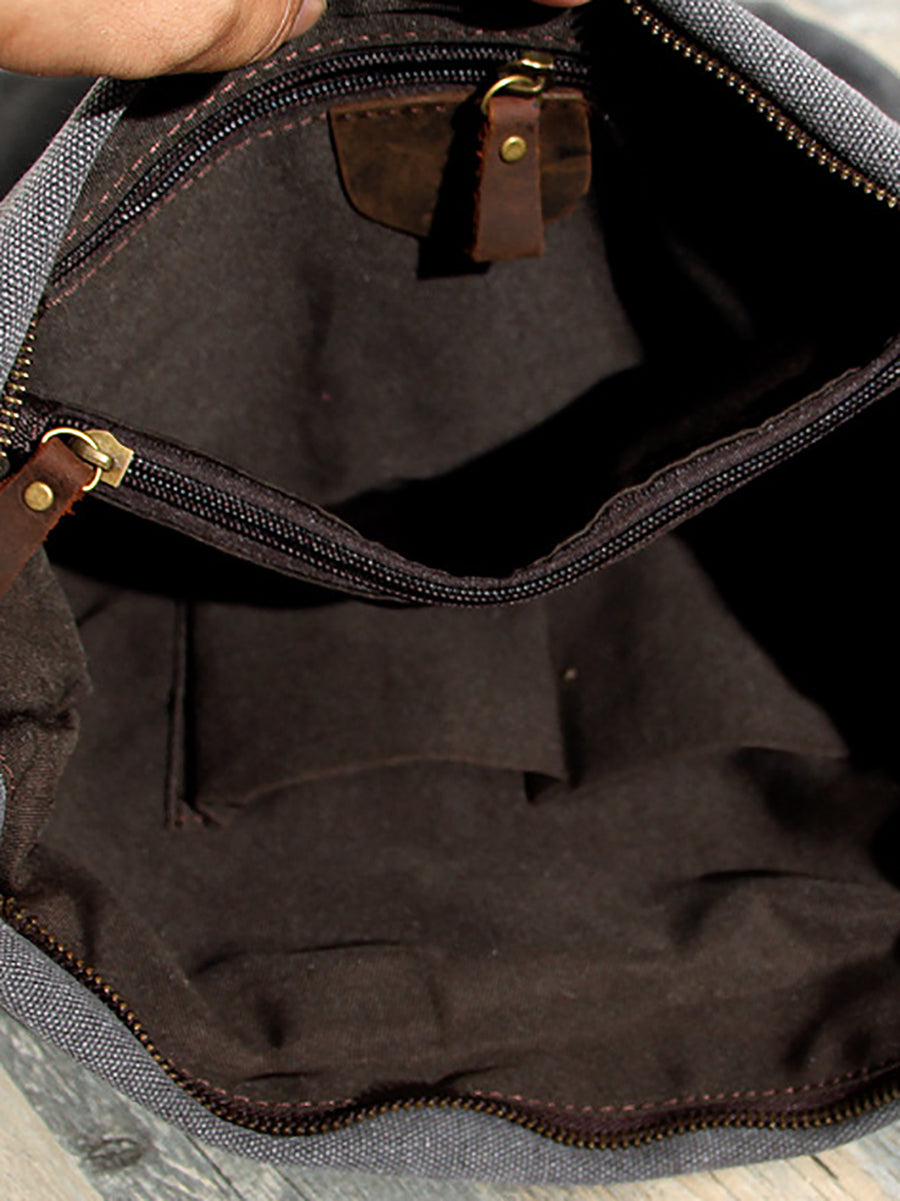 Damen Umhängetasche aus Canvas und Leder