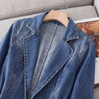 Women's Fitted Denim Blazer Jacket – Single Button