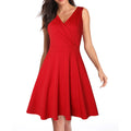 Women's Floral Midi Dress - V-Neck Sleeveless A-Line