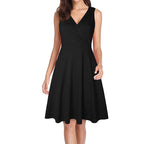 Women's Floral Midi Dress - V-Neck Sleeveless A-Line