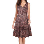 Women's Floral Midi Dress - V-Neck Sleeveless A-Line