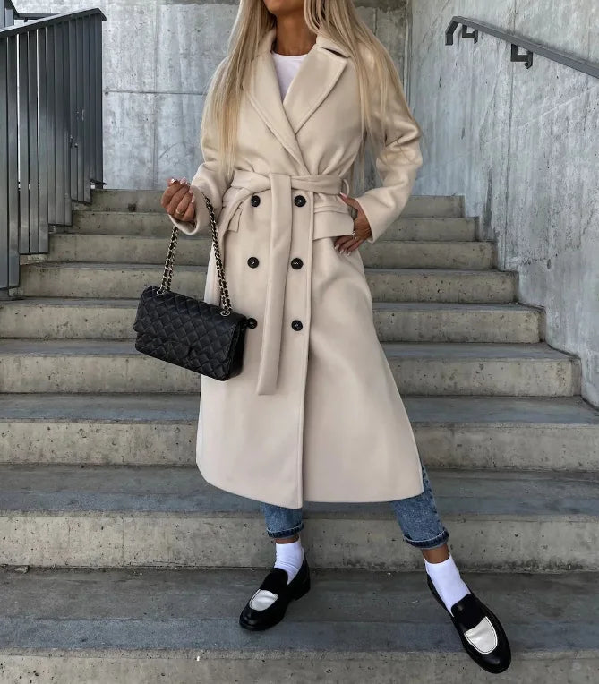 Women's Long Sleeve Trench Coat – Relaxed Fit