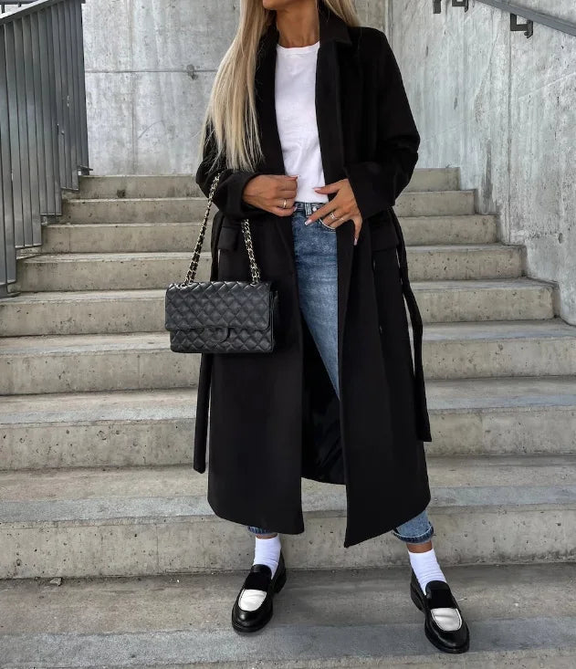 Women's Long Sleeve Trench Coat – Relaxed Fit