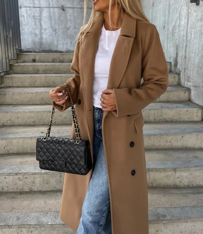 Women's Long Sleeve Trench Coat – Relaxed Fit
