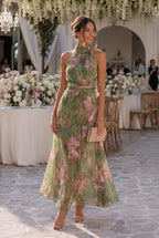 Women's Floral Halter Maxi Dress – Wedding Guest
