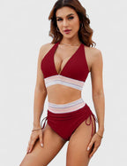 High-Waist Bikini Set - V-Neck Tummy Control
