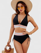 High-Waist Bikini Set - V-Neck Tummy Control