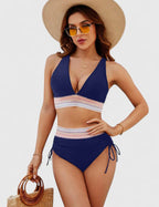 High-Waist Bikini Set - V-Neck Tummy Control