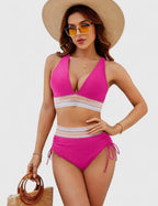 High-Waist Bikini Set - V-Neck Tummy Control