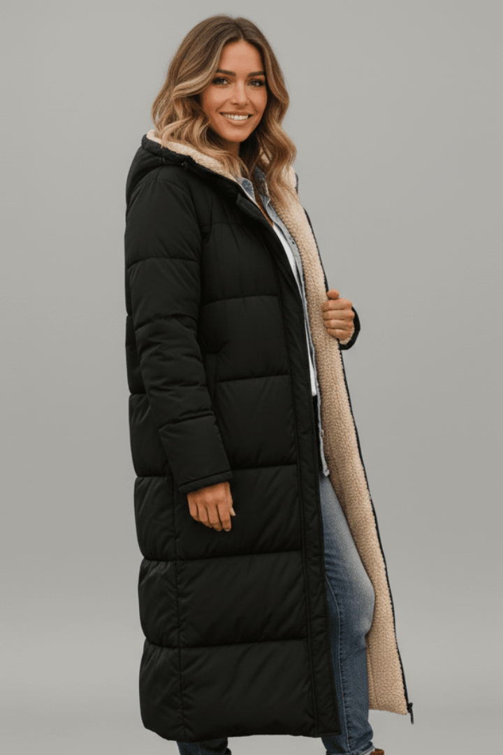 Amelia Laurent Hooded Longline Puffer Coat