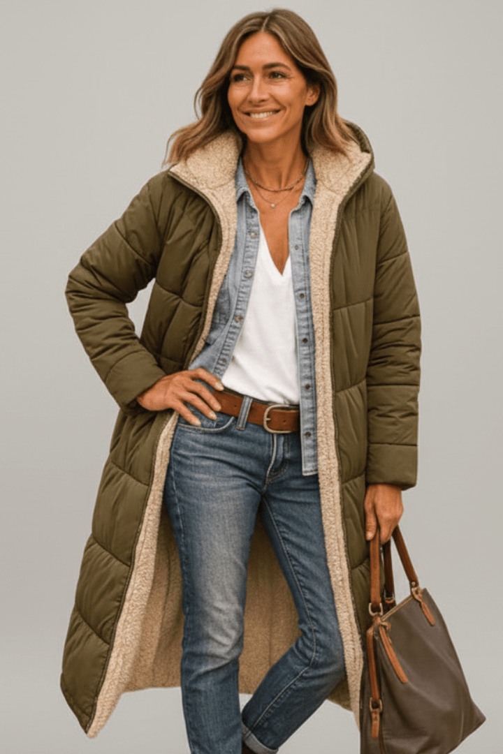 Amelia Laurent Hooded Longline Puffer Coat