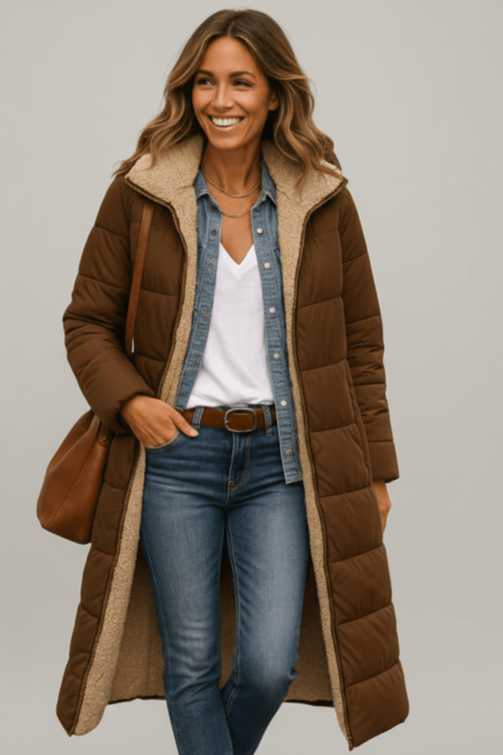 Amelia Laurent Hooded Longline Puffer Coat