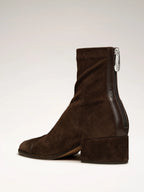 Women's Suede Boots - Square Toe Heeled