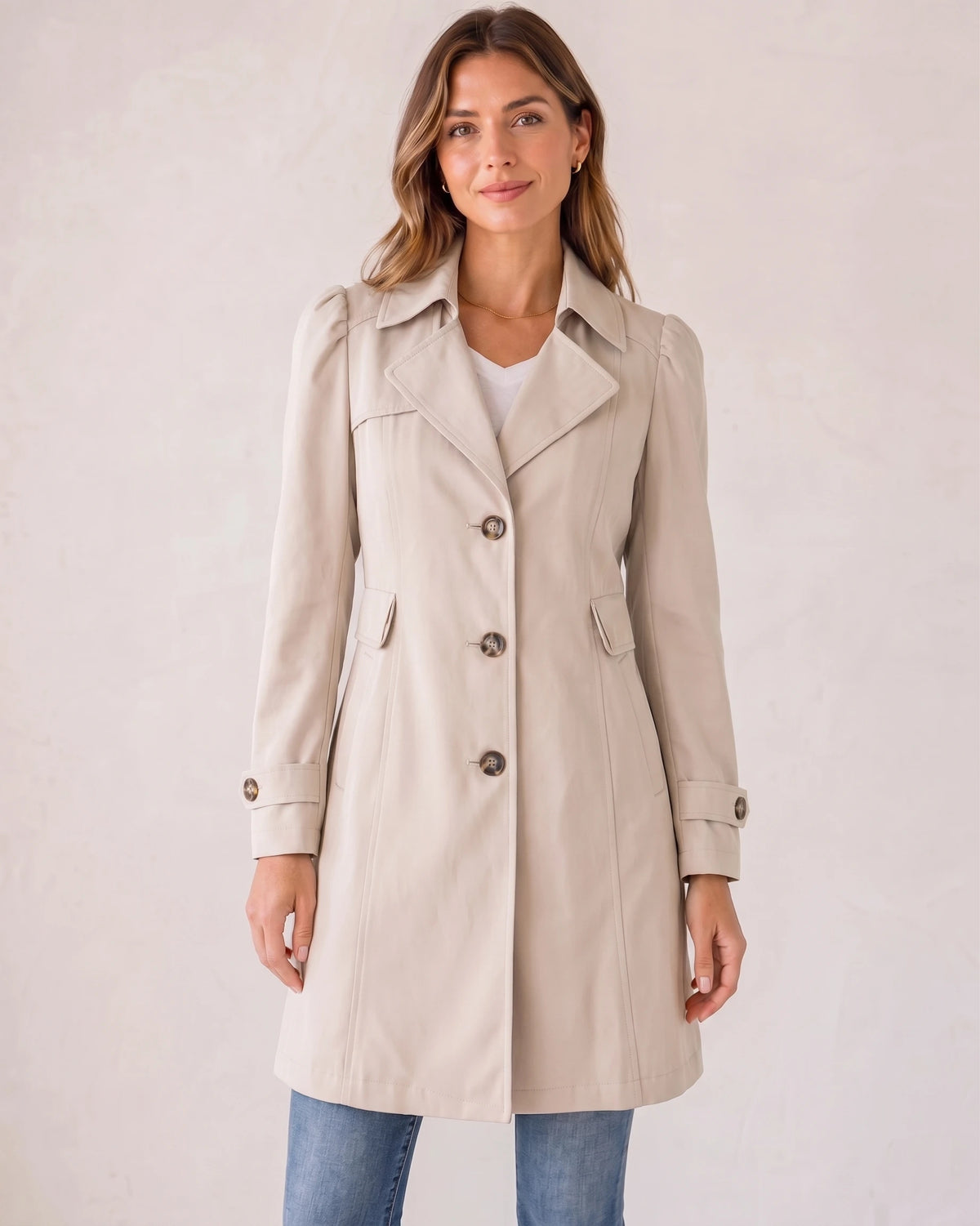 Women’s Tailored Trench Coat – Short Buttoned