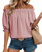 Women's Off-Shoulder Blouse - Puff Sleeve Summer Top