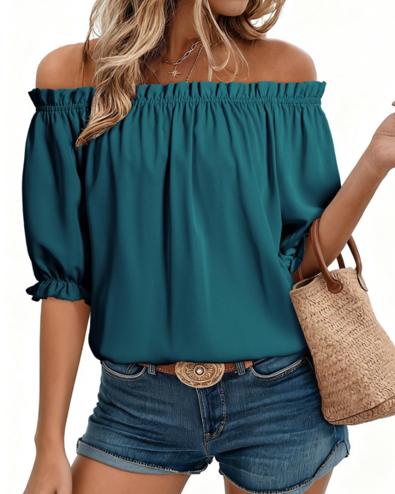 Women's Off-Shoulder Blouse - Puff Sleeve Summer Top