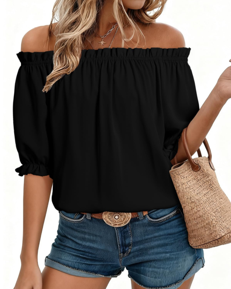 Women's Off-Shoulder Blouse - Puff Sleeve Summer Top