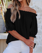 Women's Off-Shoulder Blouse - Puff Sleeve Summer Top