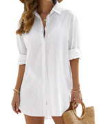 Women's Beach Cover-Up Dress - Lightweight Long Sleeve