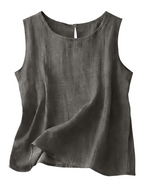 Women's Cotton Linen Tank Top - Lightweight Sleeveless Round Neck