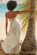 Women's Vintage Lace Floral Maxi Dress - A-Line Summer Dress