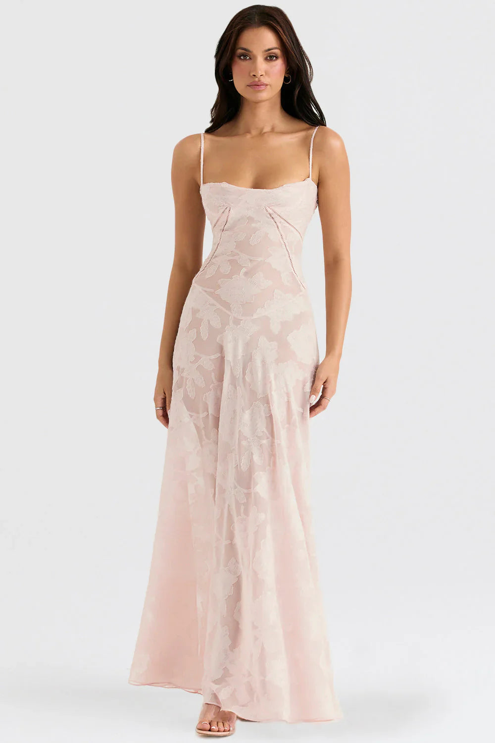 Women's Vintage Lace Floral Maxi Dress - A-Line Summer Dress