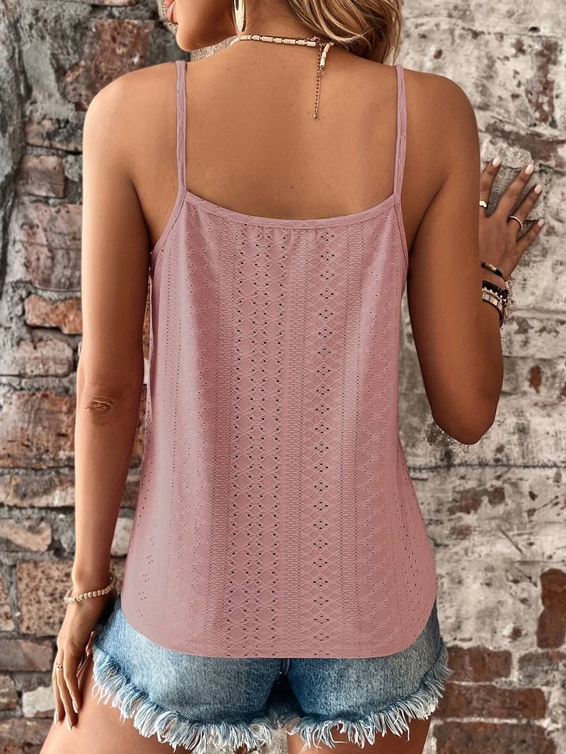 Women's Lace Summer Top - V-Neck Spaghetti Strap Lightweight