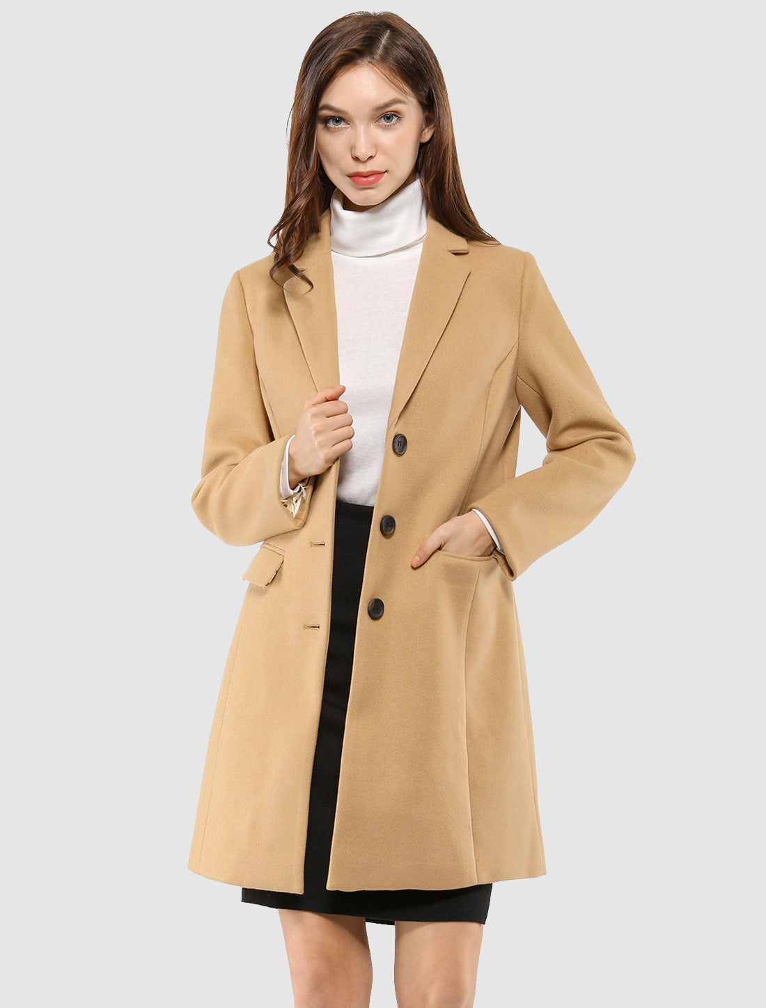 Women's Cozy Pea Coat – Notched Lapel