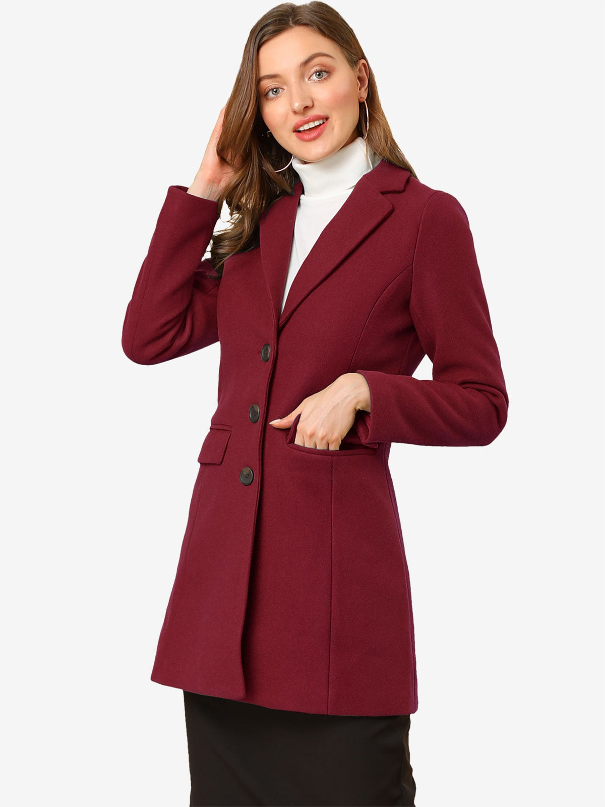Women's Cozy Pea Coat – Notched Lapel