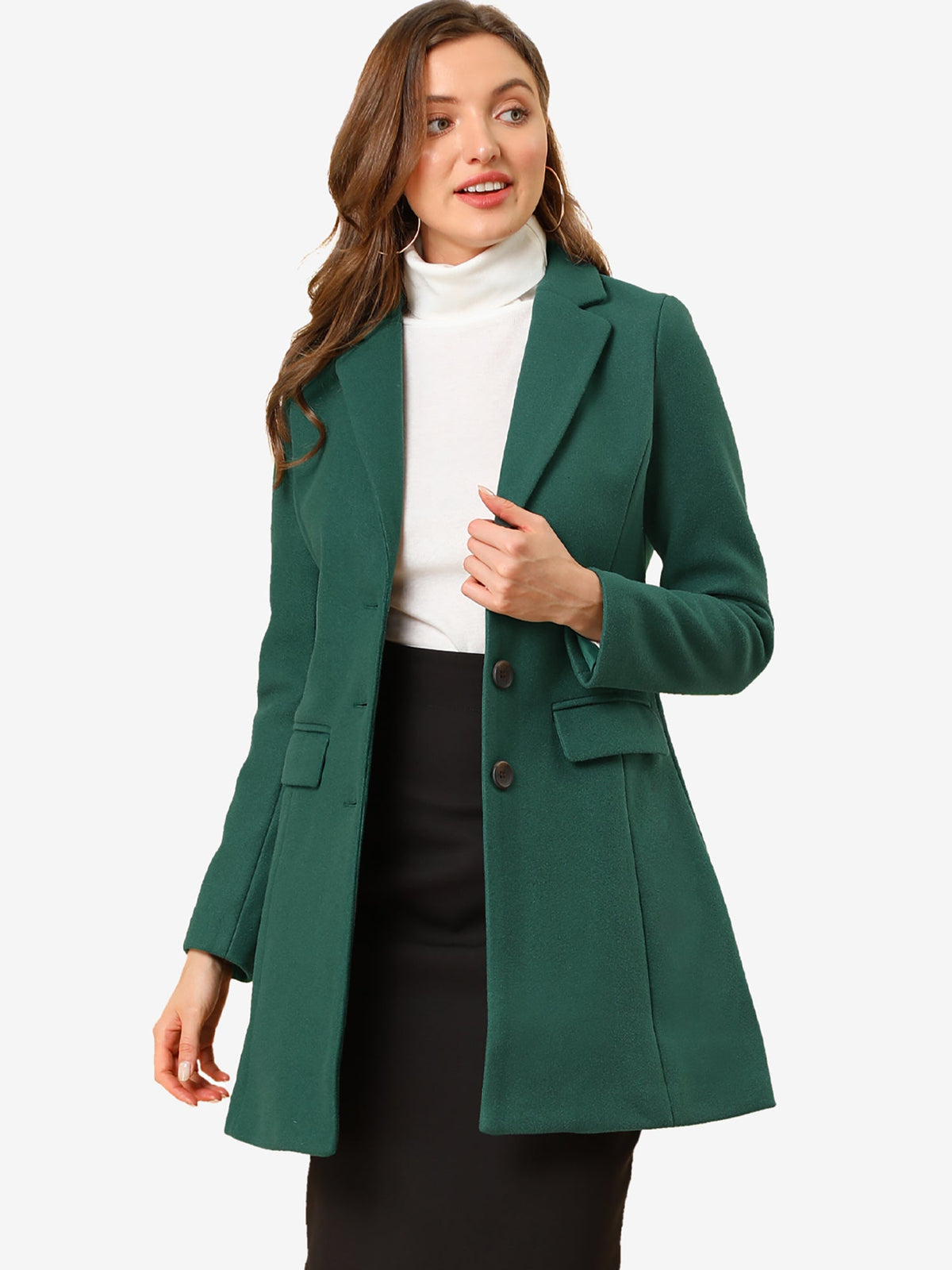 Women's Cozy Pea Coat – Notched Lapel