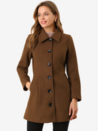 Women's Cozy Long Pea Coat – Button Front