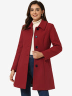 Women's Cozy Long Pea Coat – Button Front