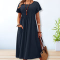 Jacqueline Relaxed Fit Day Dress - Plus Size Midi Length