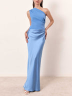 Anita One-Shoulder Pleated Maxi Dress - Party Evening Style
