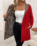Women's Reversible Hooded Coat With Leopard Print