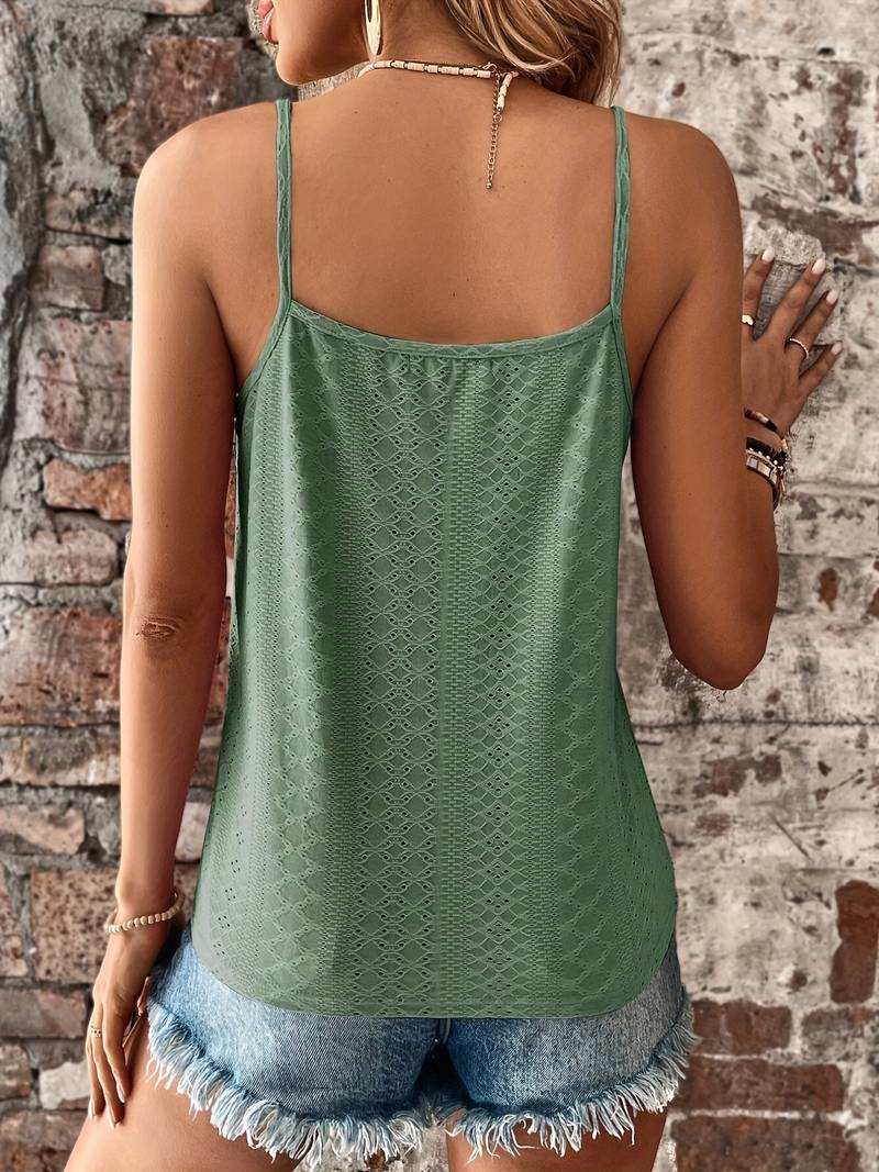 Women's Lace Summer Top - V-Neck Spaghetti Strap Lightweight