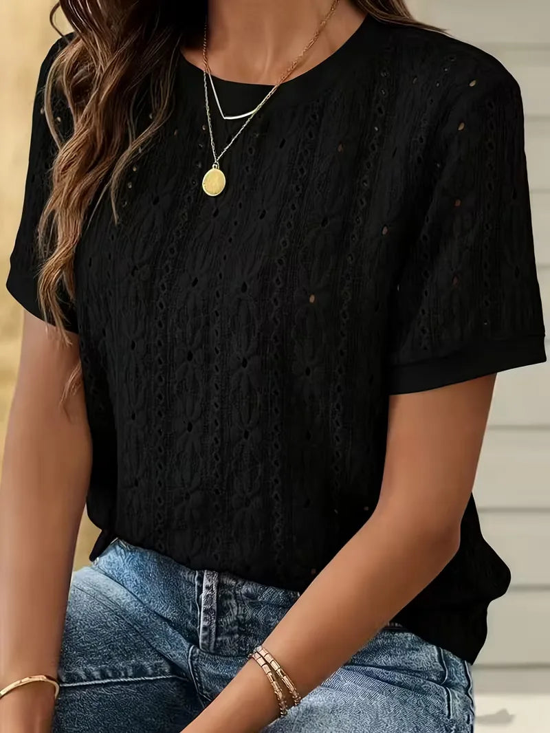 Women's Jacquard T-Shirt – Round Neck