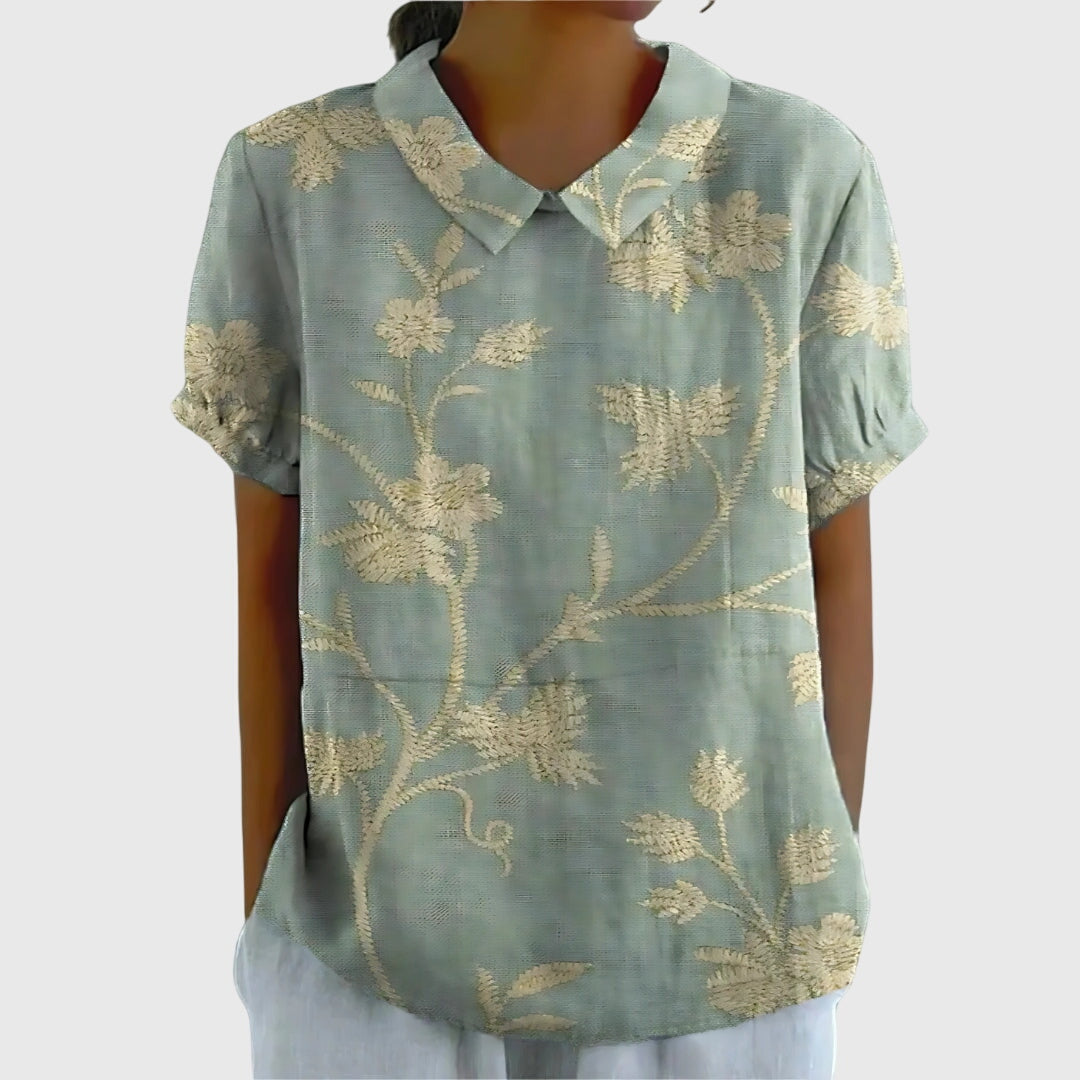 Isabel | Blusa Floral Con Cuello