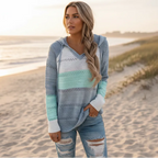 Women's Cozy Hooded Knit Sweater – Striped
